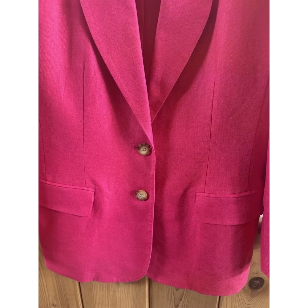 Vintage Talbots Hot Pink Linen Women's Blazer Jacket Size 8 Barbiecore‎